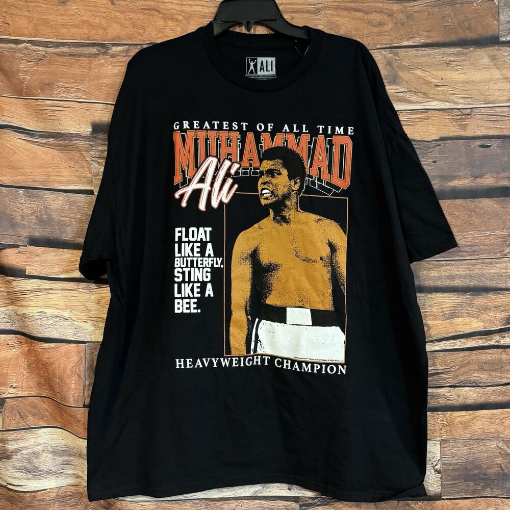 Muhammad Ali Men's 2X T-Shirt Black Heavyweight Champion Float Like Butterfly
